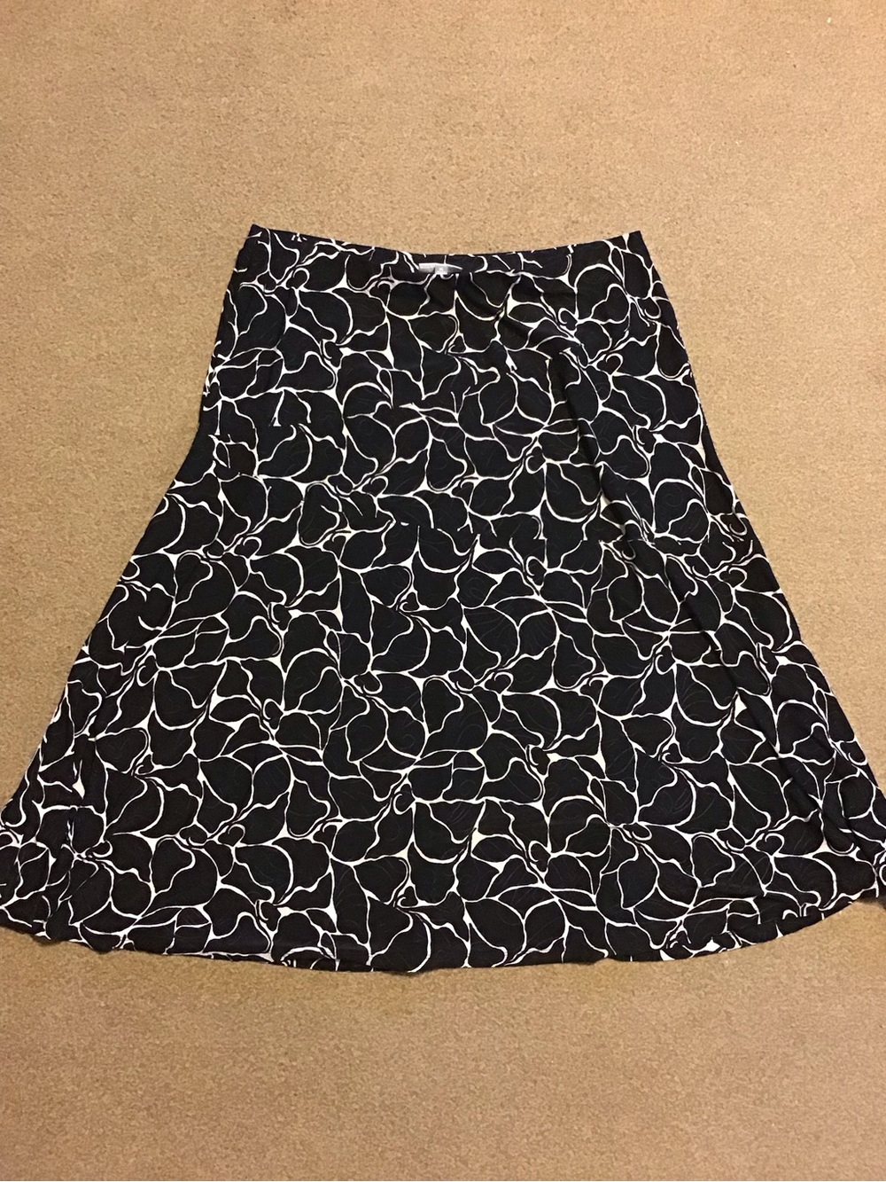 Black & White Floral A-Line Skirt